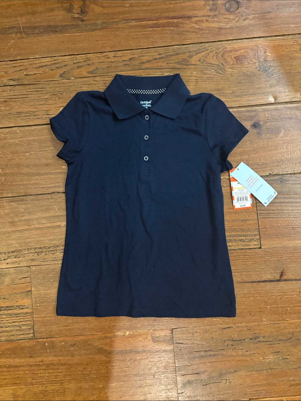 Cat & Jack Girls' Navy Short-Sleeve School Uniform Polo